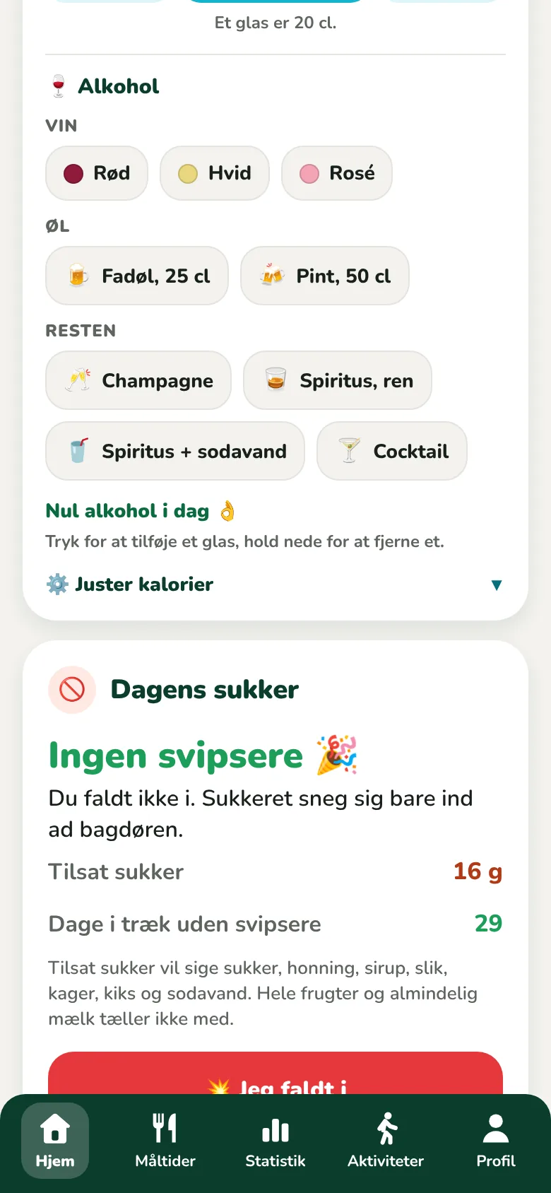 Mine drikkevarer i dag, vand og alkohol
