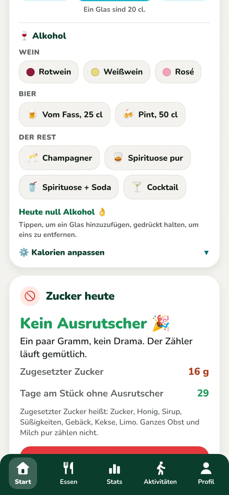 Meine Getränke heute, Wasser und Alkohol