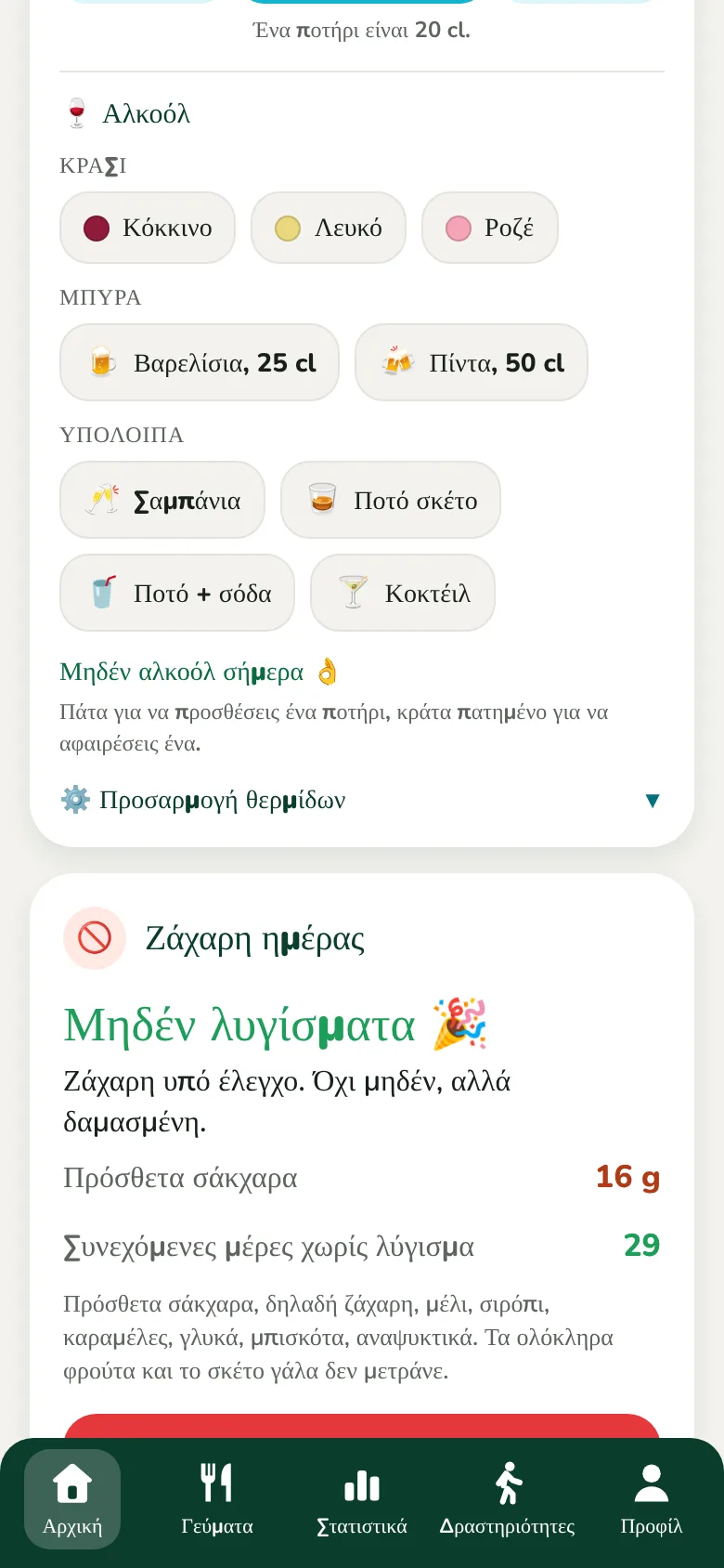 Τα ποτά μου της ημέρας, νερό και αλκοόλ