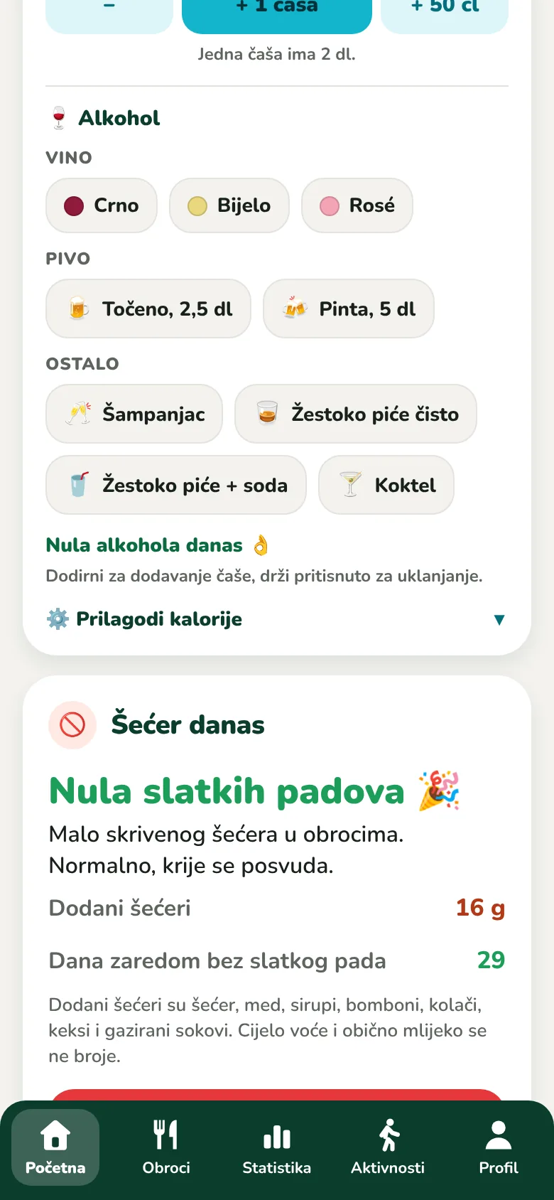 Moja pića danas, voda i alkohol