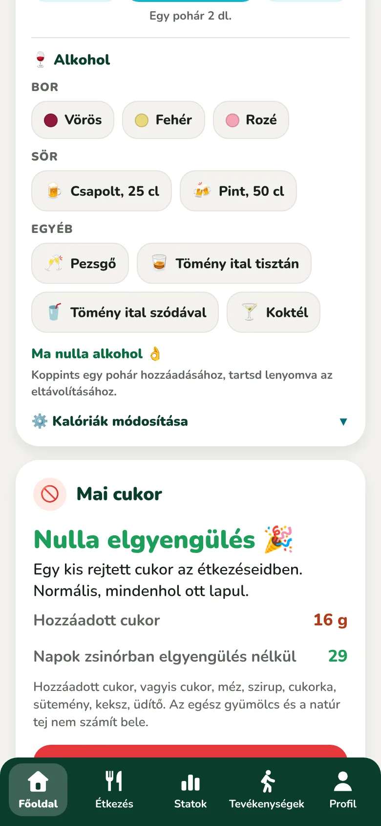 Napi italaim, víz és alkohol