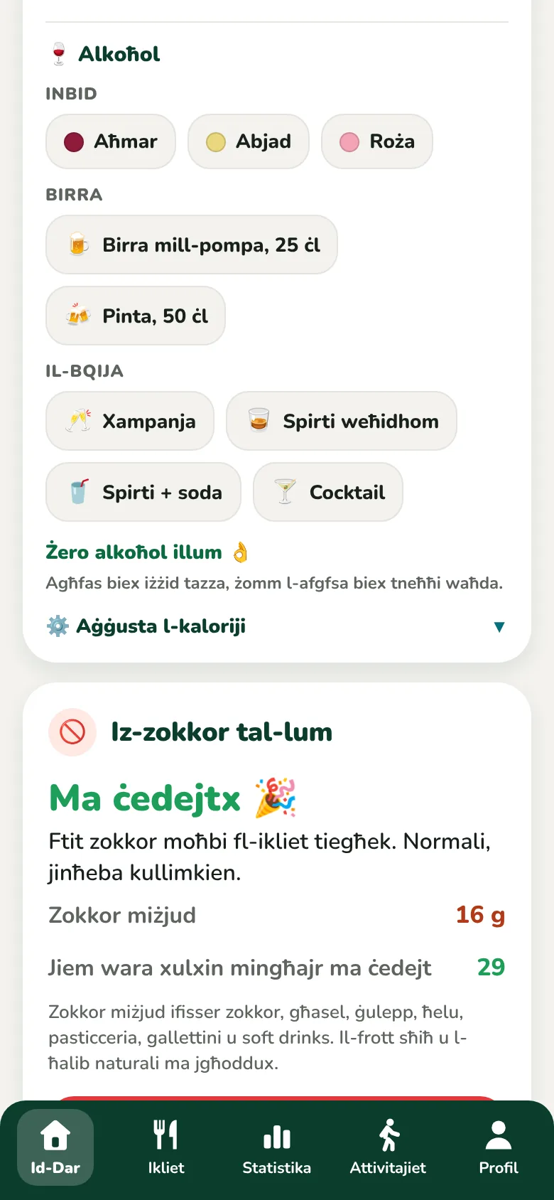 Ix-xarbiet tiegħi tal-jum, l-ilma u l-alkoħol