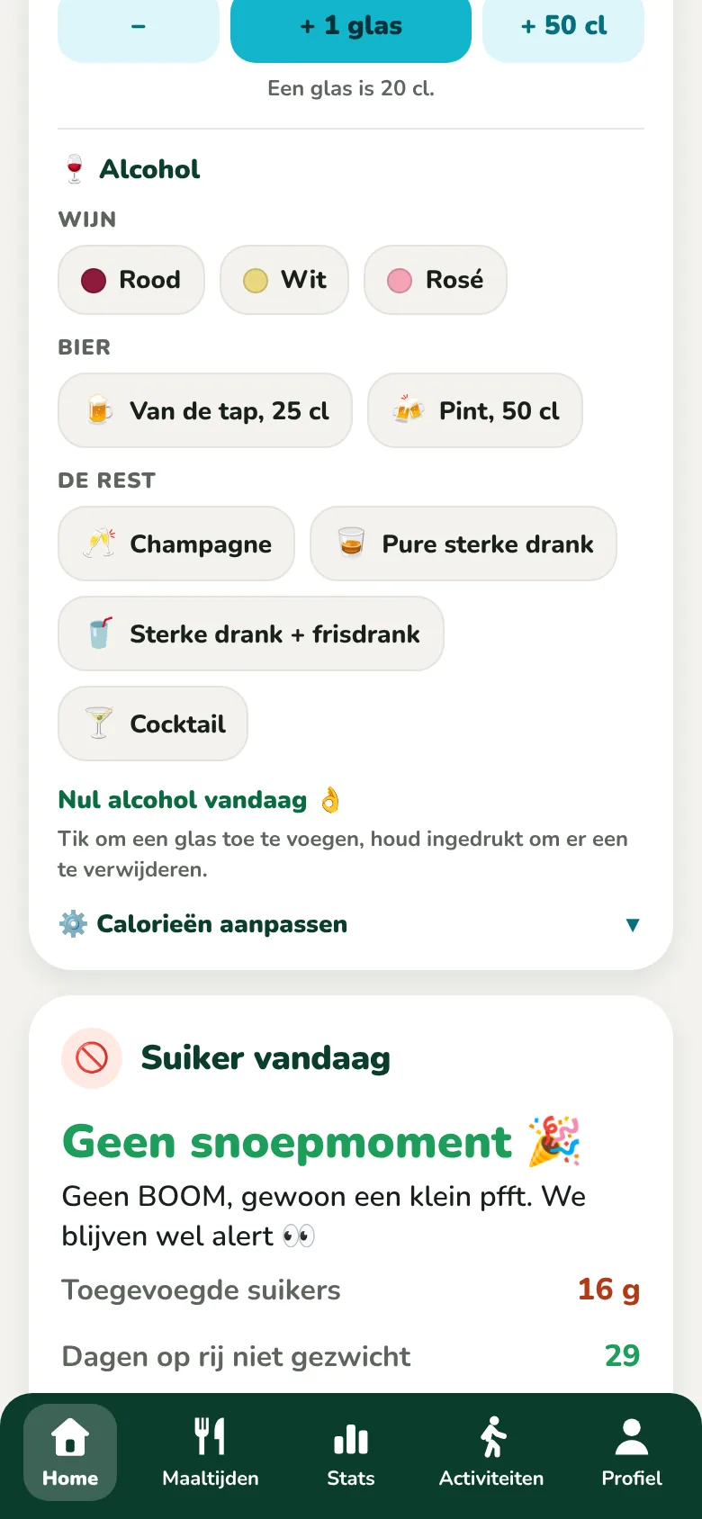Mijn drankjes van de dag, water en alcohol